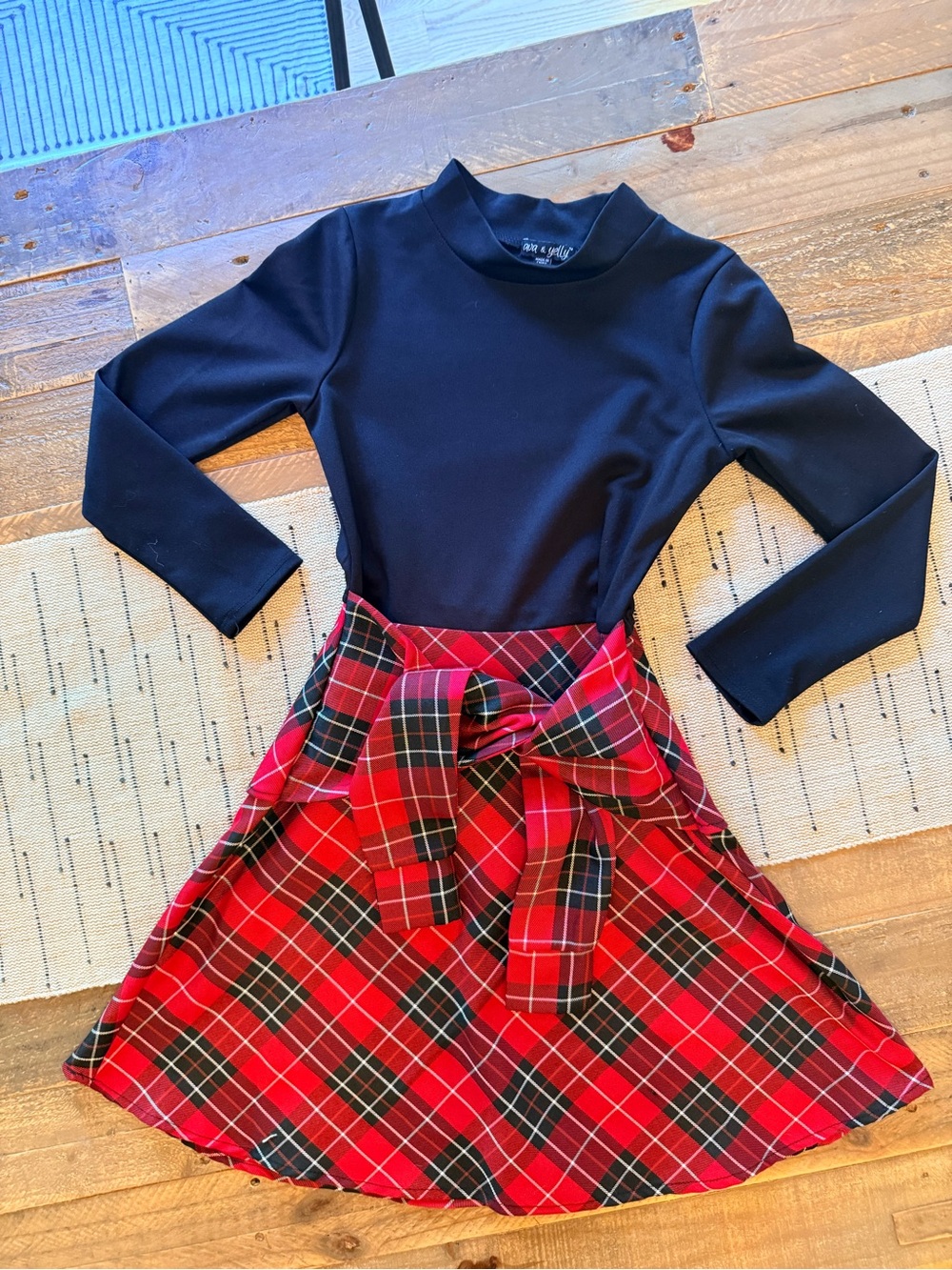Ava & Yelly - Girls Plaid Tie-Front Dress - Size 10
